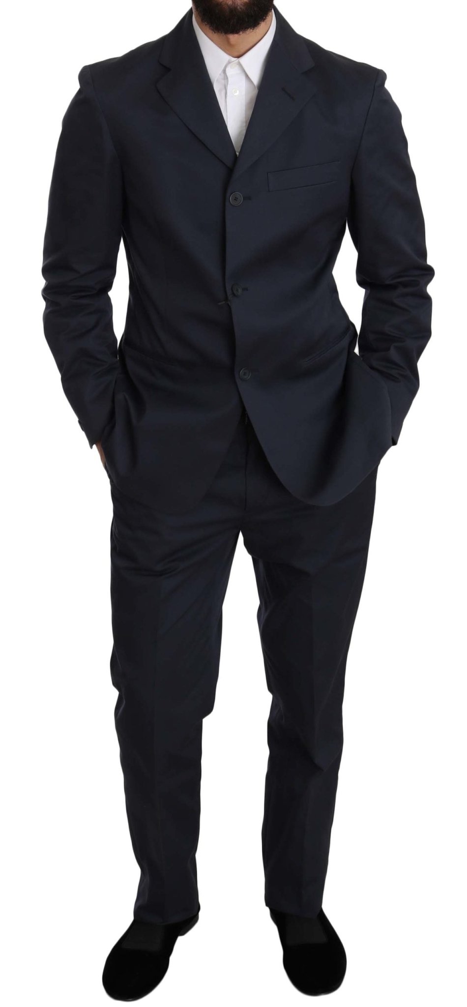 Romeo Gigli Two Piece 3 Button Cotton Blue Solid Suit - Fizigo